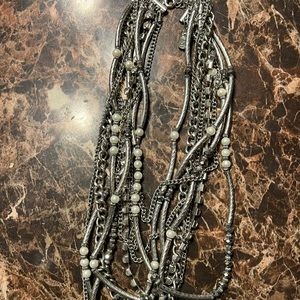 Multi strand silver necklace